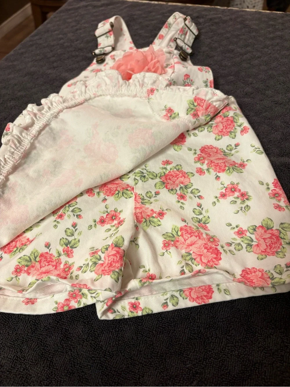 Little Girl Floral Pink‎ Rose Overall Skort Size 4